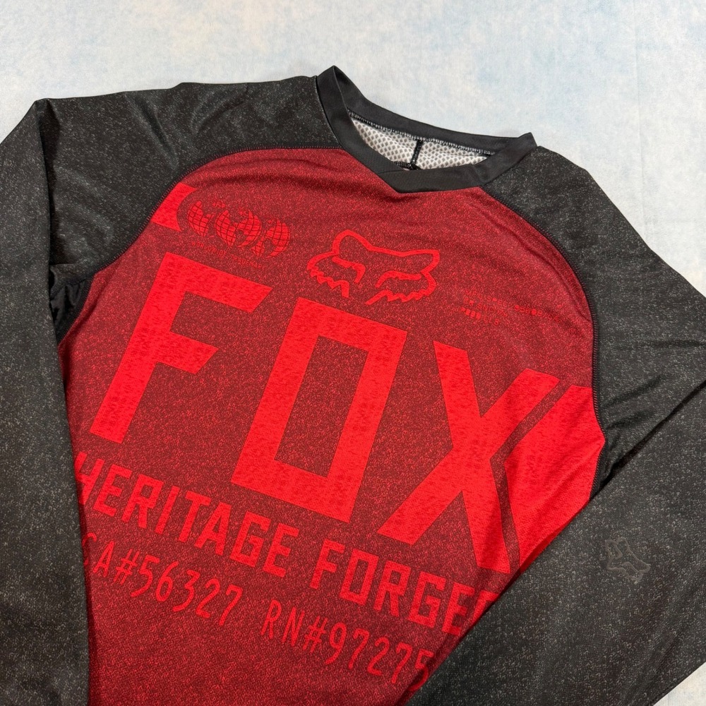 Fox Racing Jersey Mens Small Red Black Heritage Forged Long Sleeve Excellent
